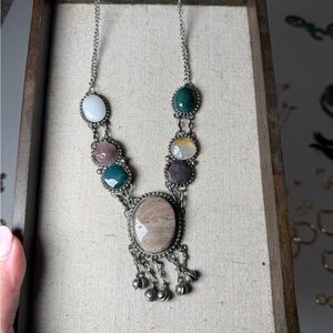 Boho Statement Necklace | Mixed Stone Pendant